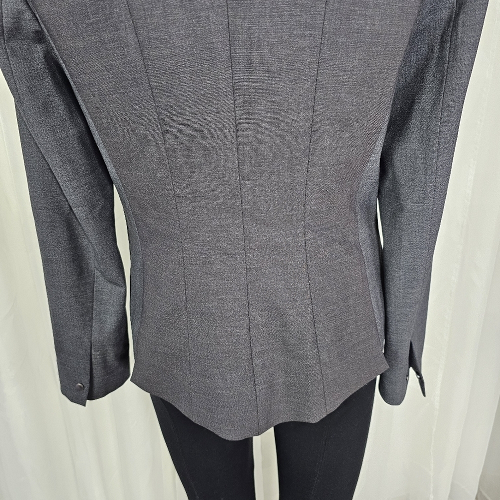 Elie Tahari snap button two-tone gray wool blazer size 8 - Picture 8 of 14